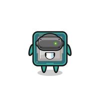 cute processor using VR headset vector