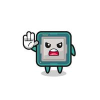 processor character doing stop gesture vector