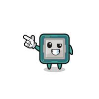 processor mascot pointing top left vector