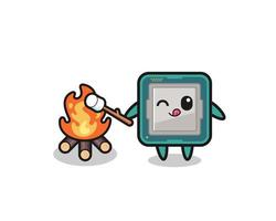 processor character is burning marshmallow vector