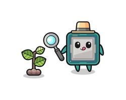 cute processor herbalist researching a plants vector