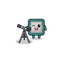 processor astronomer mascot with a modern telescope vector