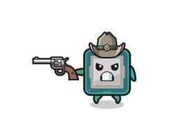 the processor cowboy shooting with a gun vector