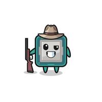 processor hunter mascot holding a gun vector