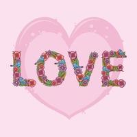 I Love You valentine design with spring flowers and birds vector
