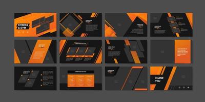 Minimal slides presentation background template. Fitness and gym presentation slides template. vector