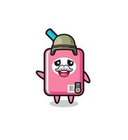 cute milk box as veteran cartoon vector