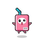 milk box character is jumping gesture vector