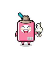 milk box zookeeper mascot with a parrot vector