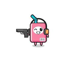 illustration of milk box cartoon doing shooting range vector