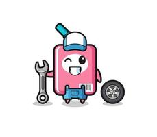 the milk box character as a mechanic mascot vector