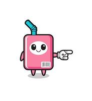 milk box mascot with pointing right gesture vector