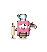 milk box as pastry chef mascot hold rolling pin vector