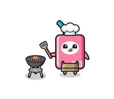 milk box barbeque chef with a grill vector