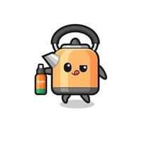 cute kettle holding mosquito repellent vector
