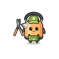 cute kettle as gardener mascot vector