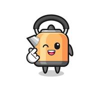 kettle character doing Korean finger heart vector