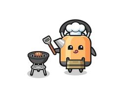 kettle barbeque chef with a grill vector