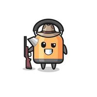 kettle hunter mascot holding a gun vector