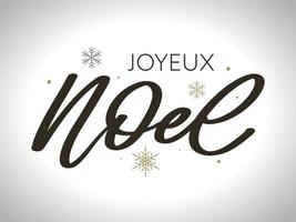 Plantilla de diseño de lujo navideño francés. vector texto joyeux noel aislado sobre fondo de lujo brillante