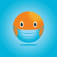 Vector illustration of emoticon wearing medical mask