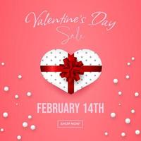 Gradient valentine's day sale poster or banner with sweet gift. promotion and shopping template or for love and valentine's day vector