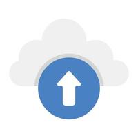 Cloud with upward direction arrow, flat design of cloud uploading icon vector