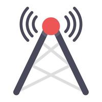 Wireless internet signal tower flat icon design vector