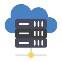 Cloud server hosting icon in flat vector design