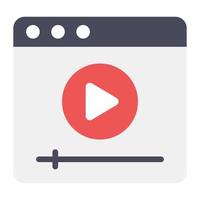 Web video icon in flat vector design