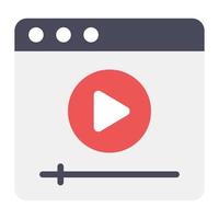 Web video icon in flat vector design