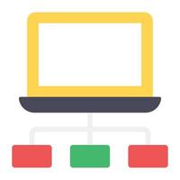 Laptop with network nodes presenting client server hosting concept vector