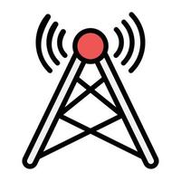 Wireless internet signal tower flat icon design vector