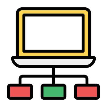 Laptop with network nodes presenting client server hosting concept vector