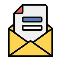 carta dentro del sobre, estilo plano del icono de correo vector