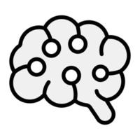 Artificial brain flat icon, neural network concept vector