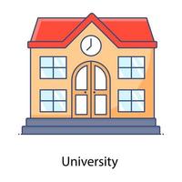 Editable flat outline vector design of university icon