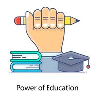 Flat outline vector design of education power icon