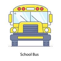vehículo público, vector de autobús escolar en estilo de vector de contorno plano editable
