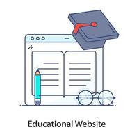 Conceptual flat outline icon of educational website, educational site vector