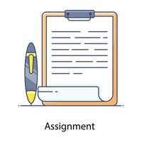 An icon design of assignment in flat outline design vector