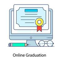 Trendy flat outline icon of online certificate vector