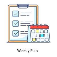 An icon of weekly plan in flat outline design vector