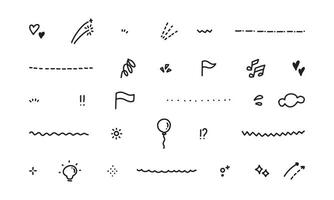 Various cute line doodles for element design decoration vector