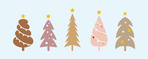 varios árboles de navidad en colores pastel vector