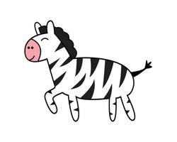 Zebra illustration in a flat cartoon style vector