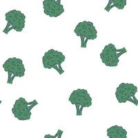 Broccoli seamless pattern. Vegetable background. Healthy food. Hand drawn colorful doodle veggies. Great for fabric, textile. Vector cartoon Illustration