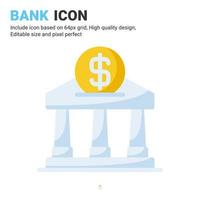 Bank icon vector with flat color style isolated on white background. Vector illustration banking sign symbol icon concept for digital business, finance, industry, company, apps, web and all project