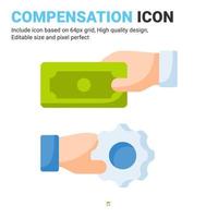 Compensation icon vector with flat color style isolated on white background. Vector illustration retribution sign symbol icon concept for business, finance, industry, company, apps, web and project