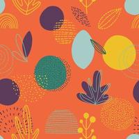 Fun doodle seamless pattern background with abstract shapes and colors. vector